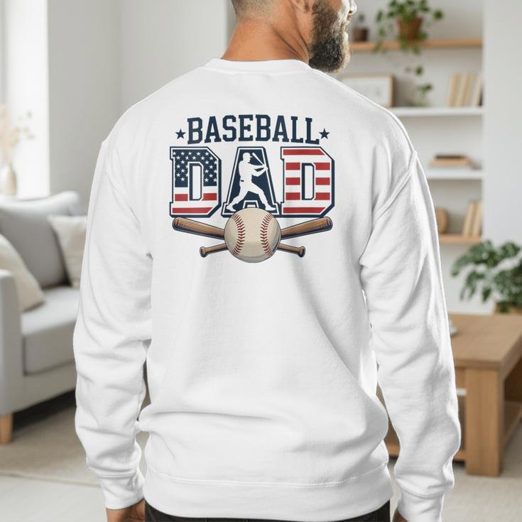 Patriotic Baseball Dad USA Flag American 4th Of July Men's Sweatshirt Back Print Patriotic Baseball Dad USA Flag American 4th Of July Men's Sweatshirt Back Print