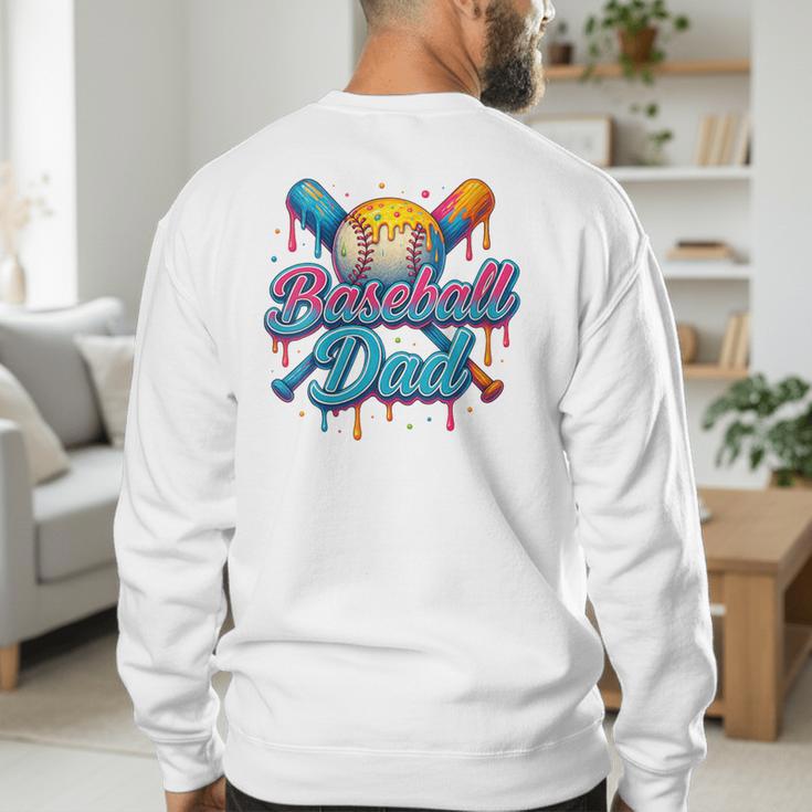 Retro Baseball Dad Dripping Ice Cream Father's Day Men's Sweatshirt Back Print Retro Baseball Dad Dripping Ice Cream Father's Day Men's Sweatshirt Back Print