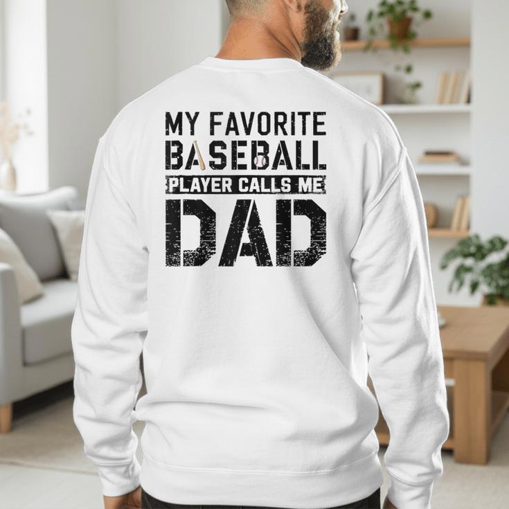 Retro Baseball Dad My Favorite Baseball Player Calls Me Dad Men's Sweatshirt Back Print Retro Baseball Dad My Favorite Baseball Player Calls Me Dad Men's Sweatshirt Back Print