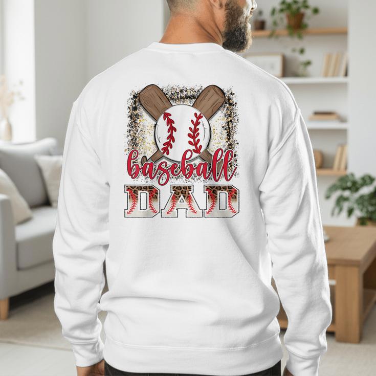 Retro Baseball Dad Leopard Proud Ball Dad Men's Sweatshirt Back Print Retro Baseball Dad Leopard Proud Ball Dad Men's Sweatshirt Back Print