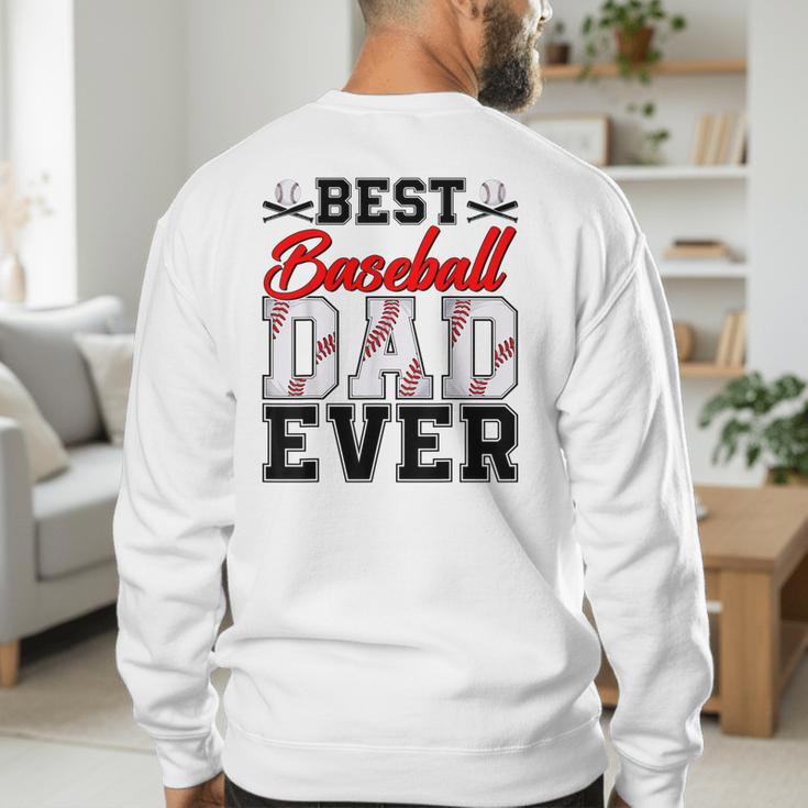 Retro Best Baseball Dad Ever Daddy Happy Fathers Day Men Men's Sweatshirt Back Print Retro Best Baseball Dad Ever Daddy Happy Fathers Day Men Men's Sweatshirt Back Print