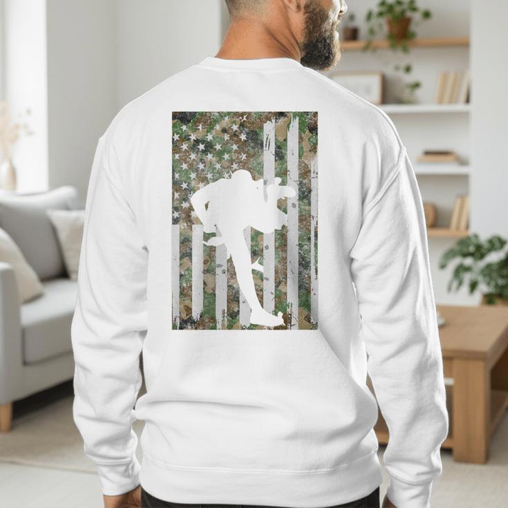 Vintage Baseball US Camouflage Flag Tee Baseball Dad Player Premium Tri-Blend Men's Sweatshirt Back Print