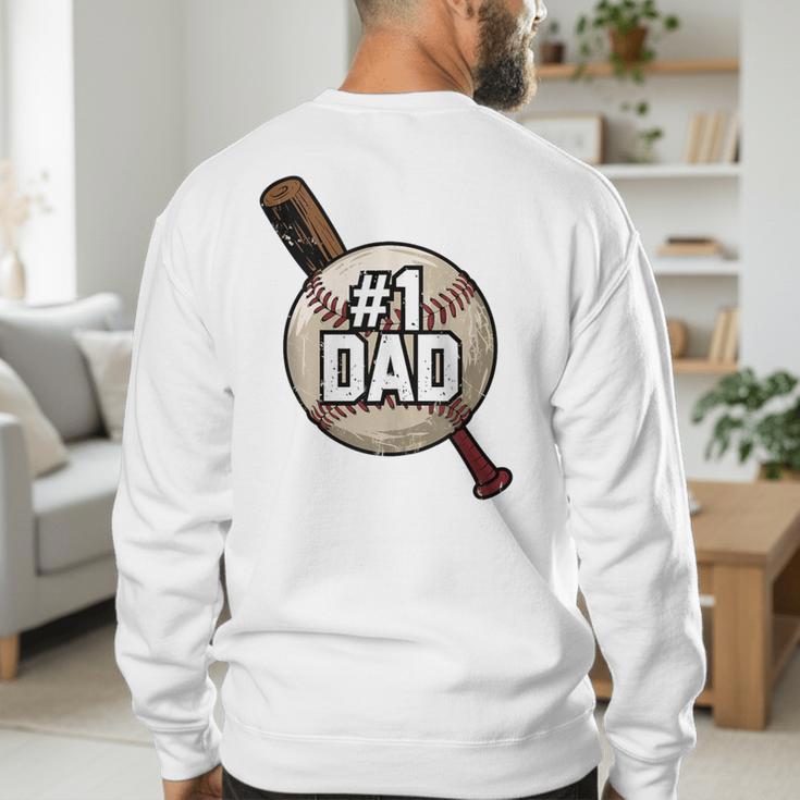 Vintage Father's Day 1 Baseball Dad Baseball Lovers Players Men's Sweatshirt Back Print