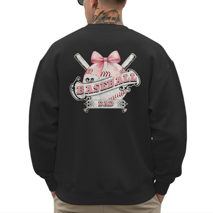 Baseball Dad With Coquette Cute Bow Sport Season Men's Sweatshirt Back Print