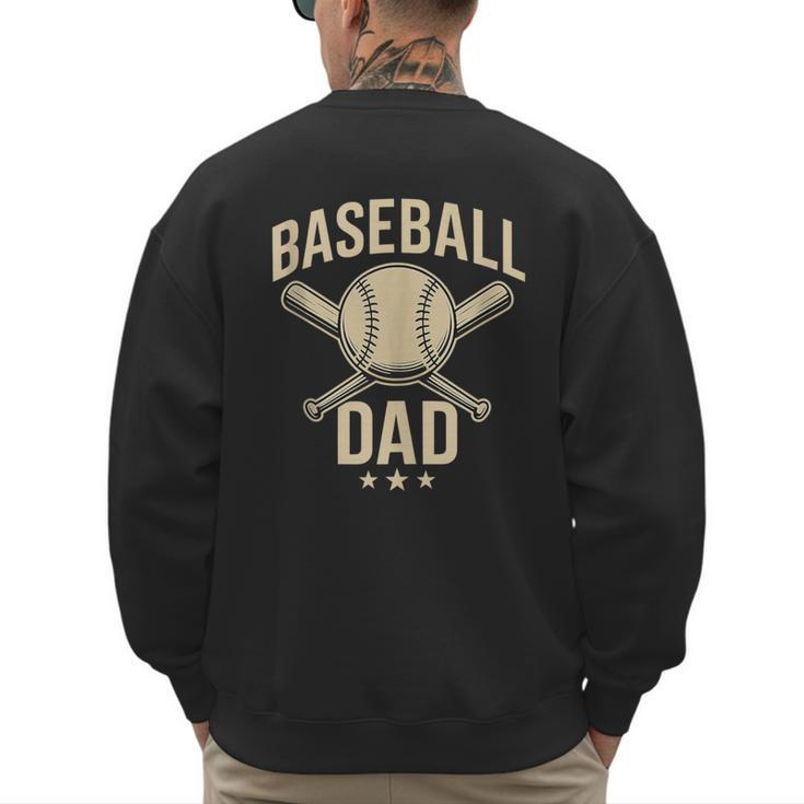Baseball Dad Crossed Bats Cool Sports Fan Vintage Men's Sweatshirt Back Print