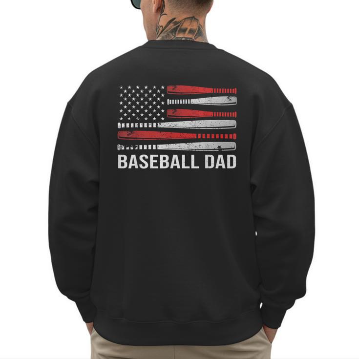 Baseball Dad Father's Day US Flag Baseball Men's Sweatshirt Back Print