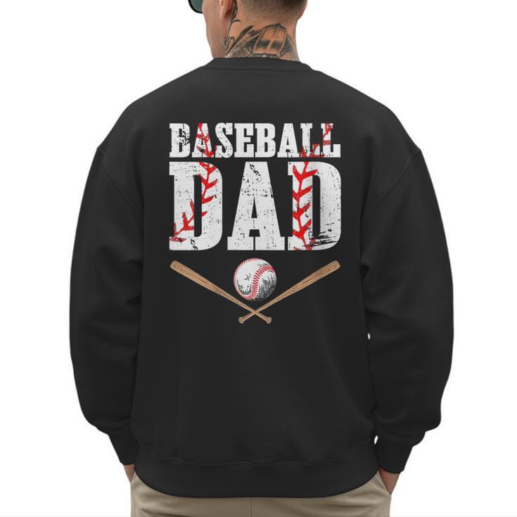 Baseball Dad Happy Fathers Day For Men Boys Kid Men's Sweatshirt Back Print