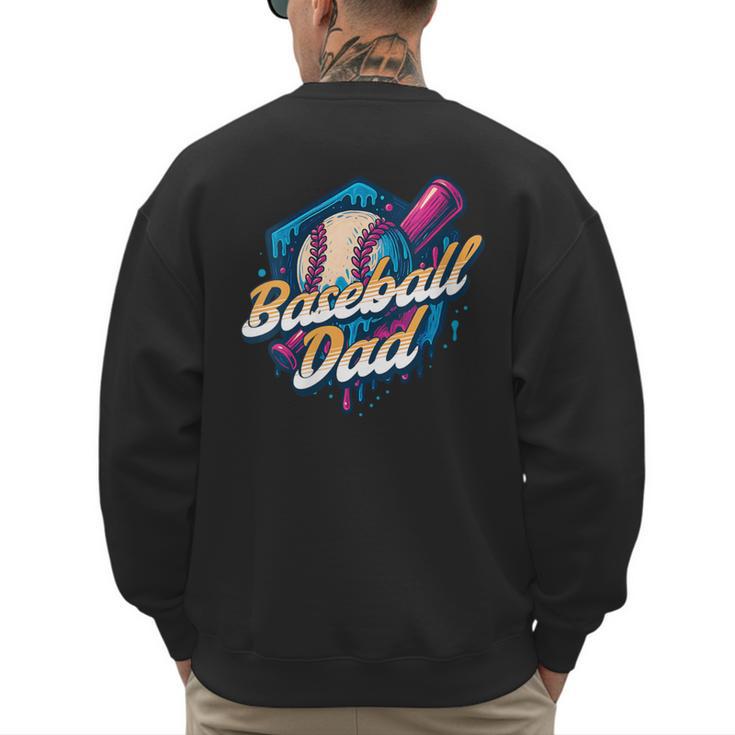 Baseball Dad Kids Birthday Baseball Drip Ice Cream Family Men's Sweatshirt Back Print