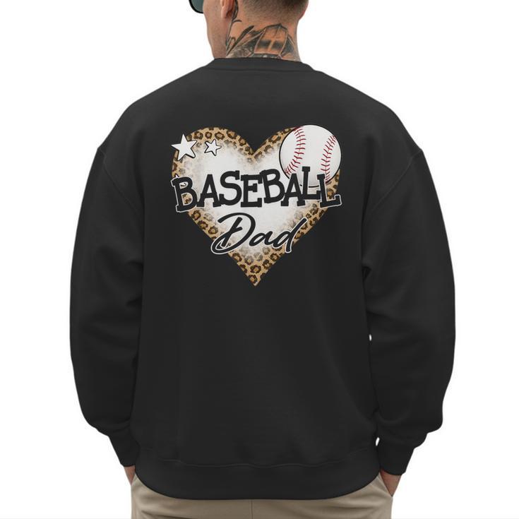 Baseball Dad Leopard Heart Baseball Lover Men's Sweatshirt Back Print