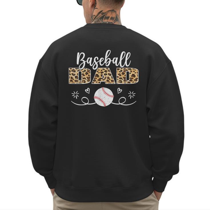 Baseball Dad Leopard Baseball Player Men's Sweatshirt Back Print