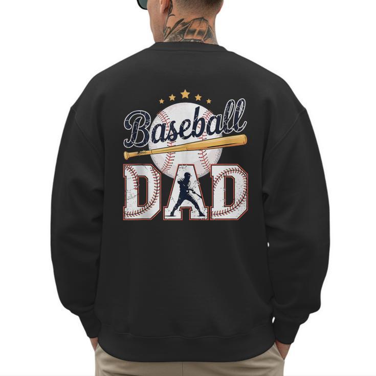 Baseball Dad Player Cool Retro Sports Fan Father's Day Men's Sweatshirt Back Print