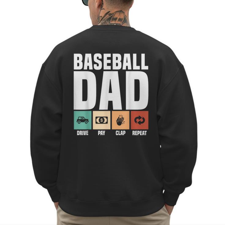 Baseball Dad Proud Little Slugger Father Humor Men's Sweatshirt Back Print