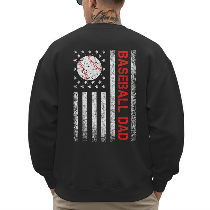 Baseball Dad USA American Flag Men Daddy Fathers Day Men's Sweatshirt Back Print
