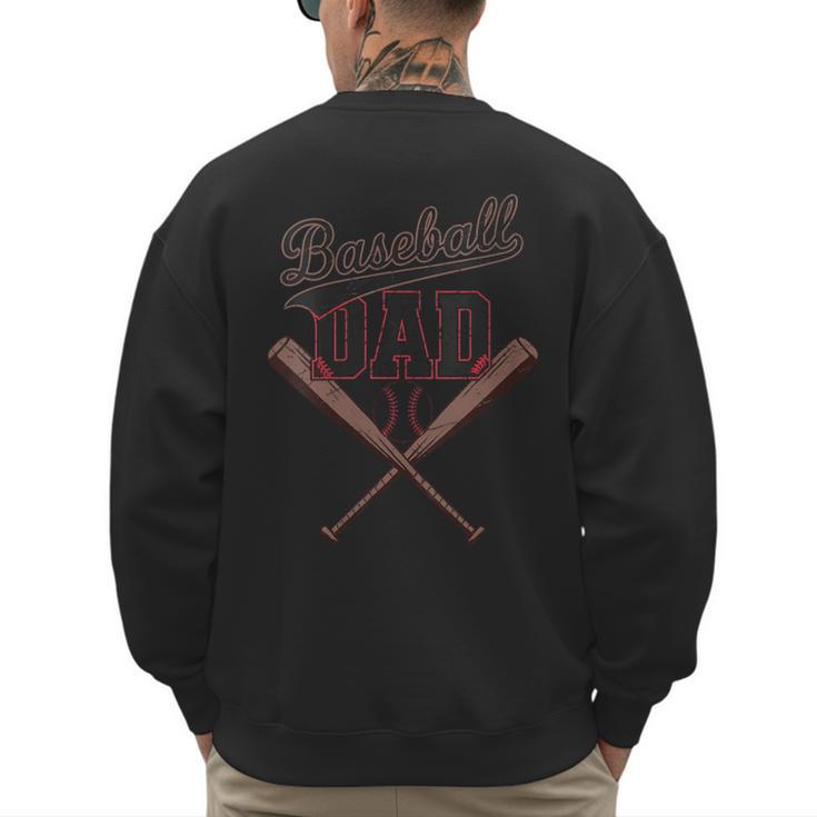 Baseball Dad Vintage Family Matching Father's Day Dad Life Men's Sweatshirt Back Print