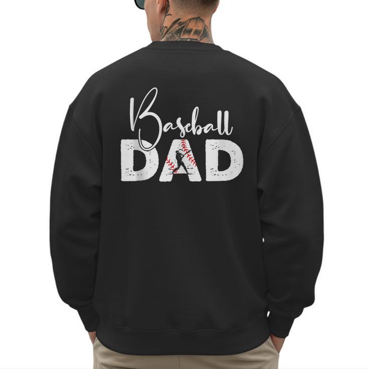 Baseball Dad Vintage Heart Present For Baseball Daddy Men's Sweatshirt Back Print