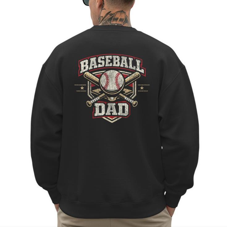 Baseball Fan Dad Father Vintage Baseball Dad Men's Sweatshirt Back Print