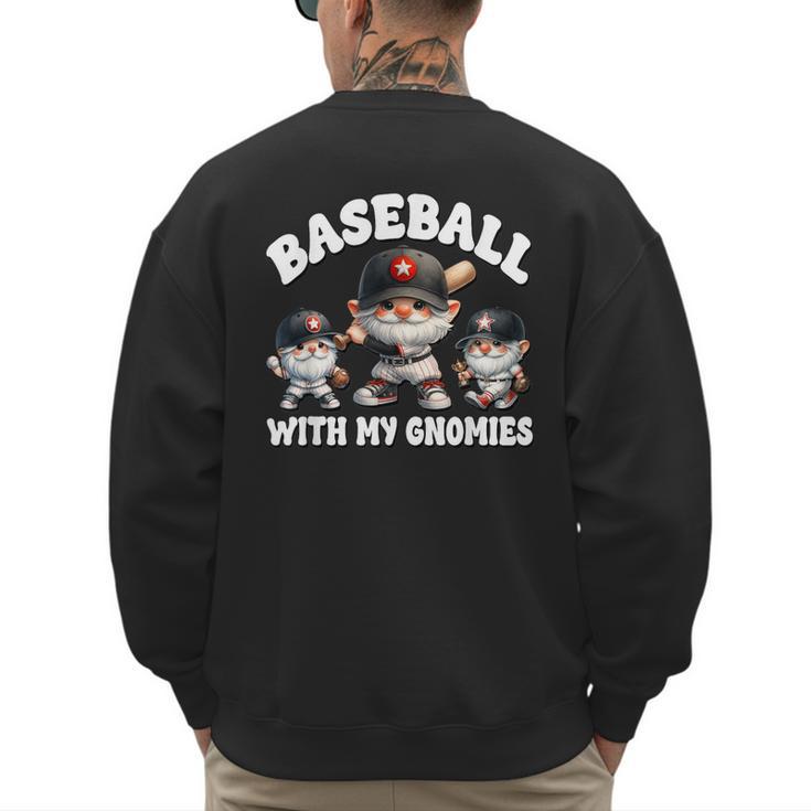 Baseball Gnome Grandpa With Sayings For Baseball Dad Coach Men's Sweatshirt Back Print