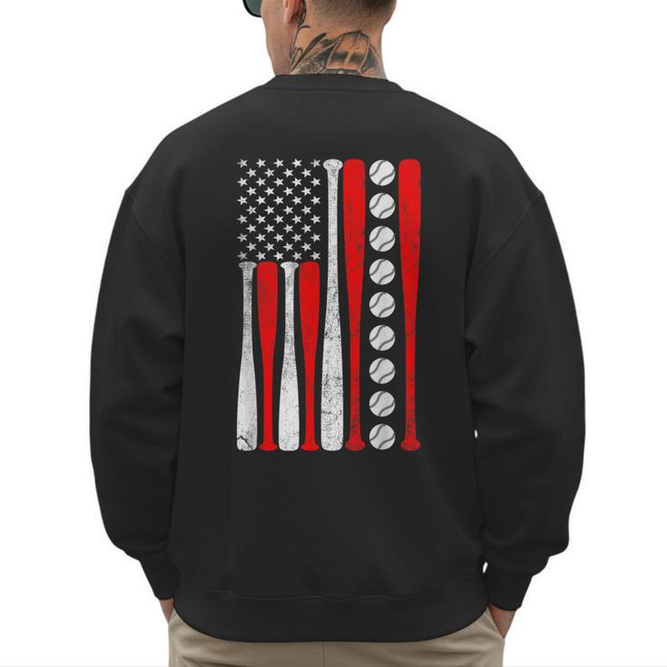 Baseball USA Flag Baseball Lover Baseball Dad Men's Sweatshirt Back Print