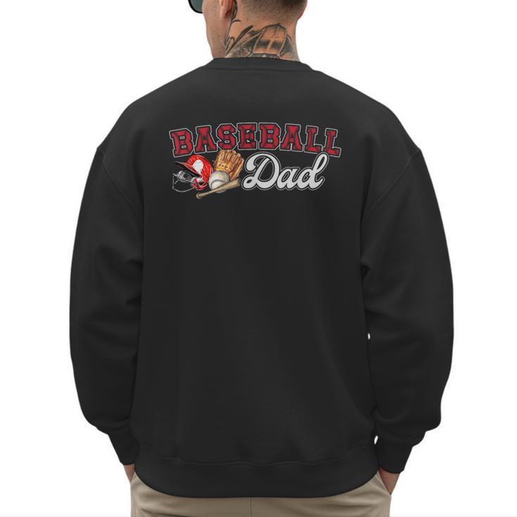 Cheer Baseball Dad My Favorite Cheerleader Calls Me Dad Red Men's Sweatshirt Back Print