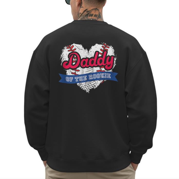 Daddy Of The Rookie Baseball Dad Retro Love Heart Birthday Men's Sweatshirt Back Print