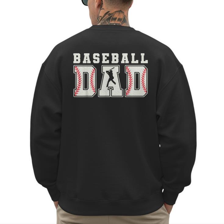Groovy Baseball Dad Father Happy Fathers Day Sports Game Day Men's Sweatshirt Back Print