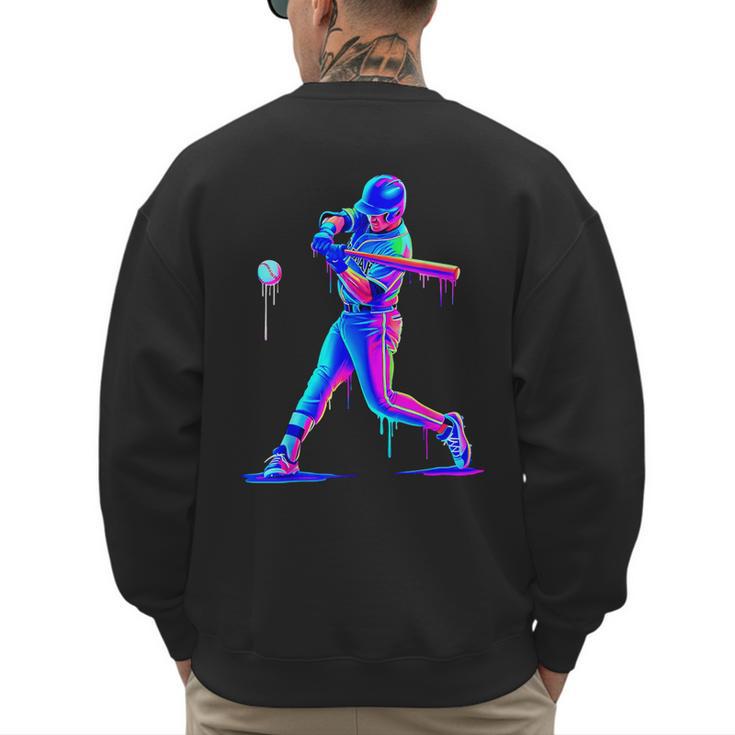 Ice Cream Drip Melting Baseball Bat Player Baseball Dad Men's Sweatshirt Back Print