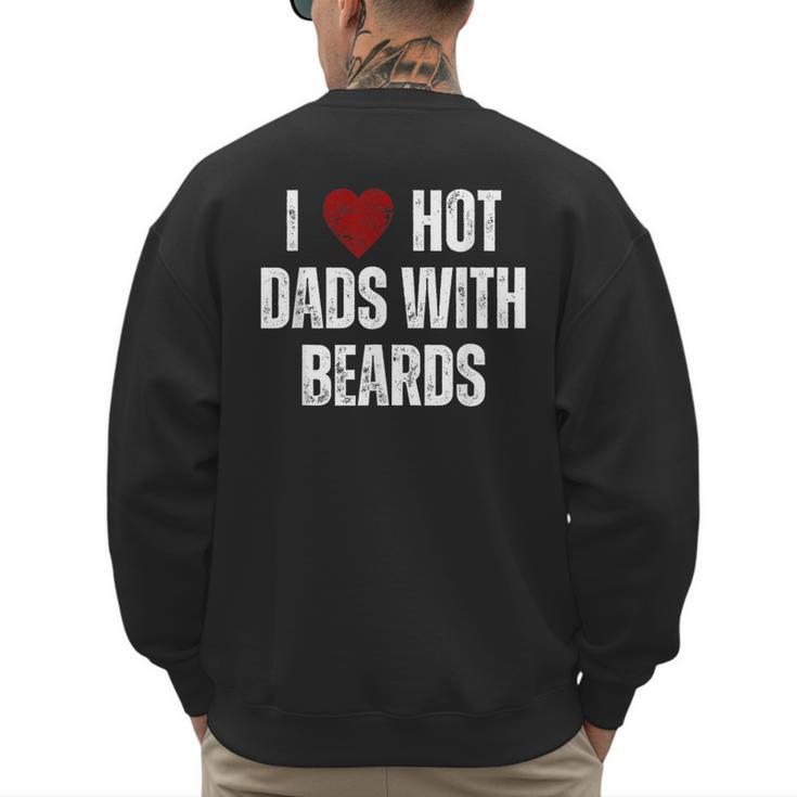 I Love Hot Baseball Dads With Beards Red Hearts Men's Sweatshirt Back Print