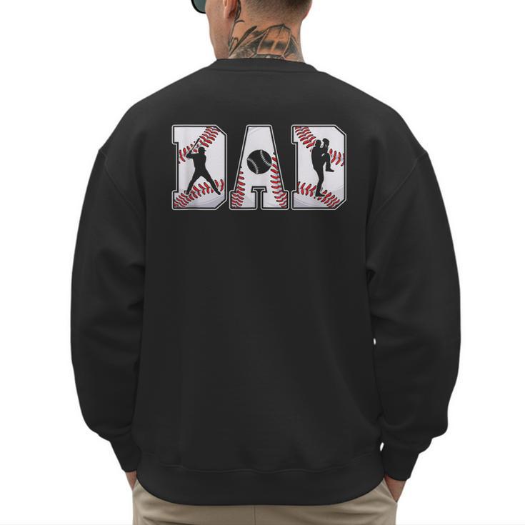 Retro Baseball Dad Daddy Father Happy Fathers Day Men Guys Men's Sweatshirt Back Print