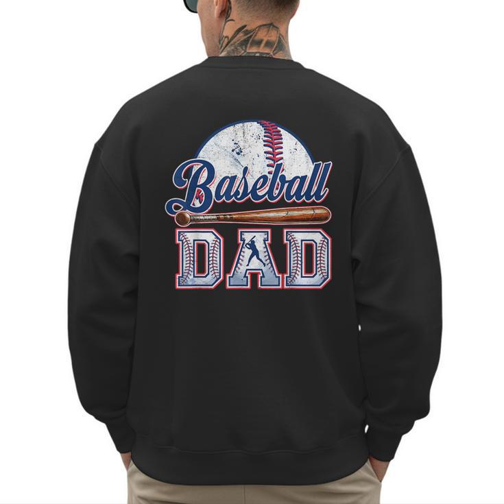 Retro Baseball Dad Happy Fathers Day For Men Sports Lovers Men's Sweatshirt Back Print