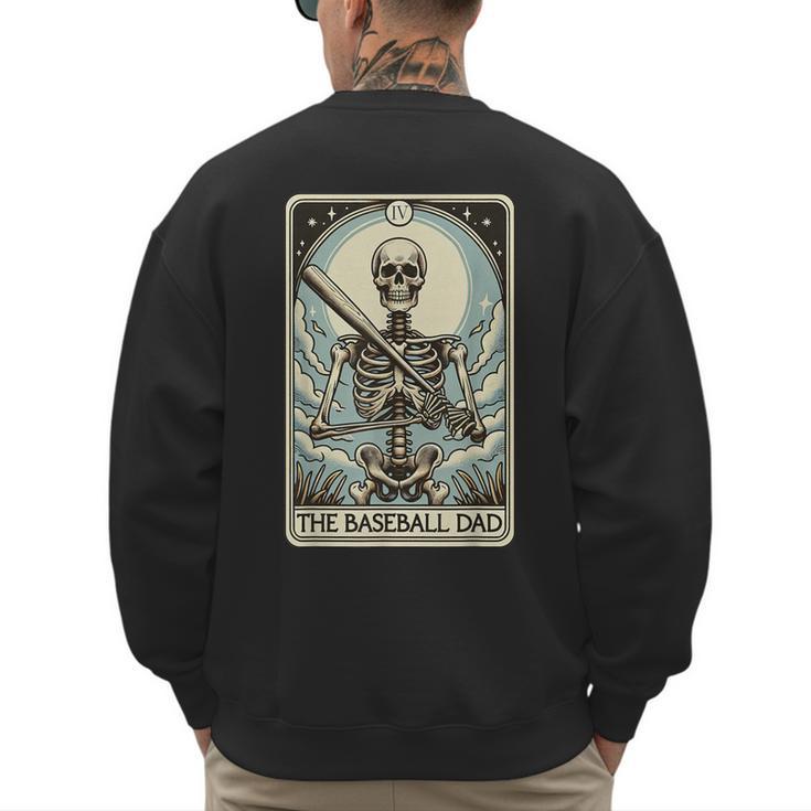 Retro Skeleton Baseball Dad Tarot Card Halloween Sport Lover Men's Sweatshirt Back Print