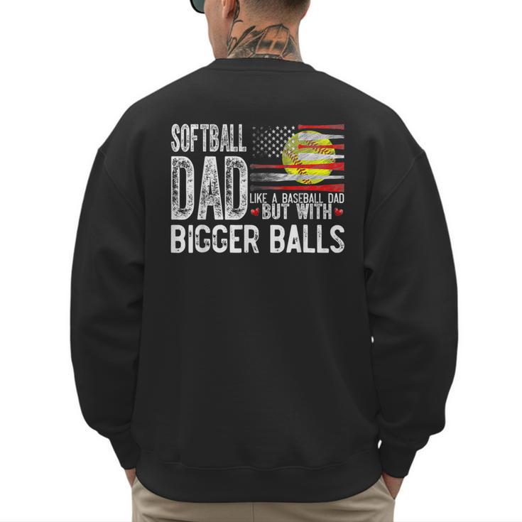 Softball Dad Like A Baseball Dad Retro US Flag Father's Day Men's Sweatshirt Back Print