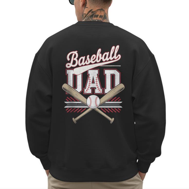 Vintage Baseball Dad Father's Day Husband Daddy Dad In Law Men's Sweatshirt Back Print