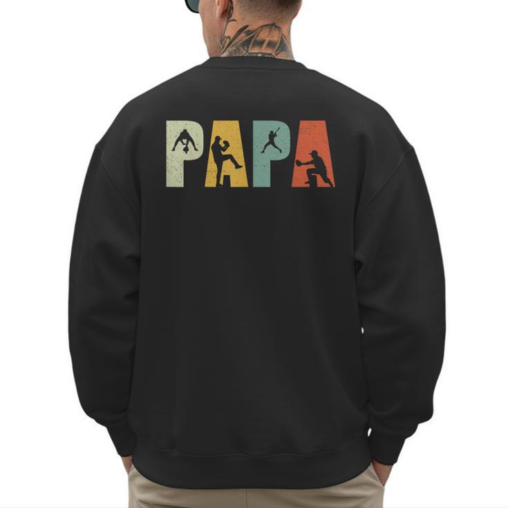 Vintage Baseball Dad Papa Fathers Day Men's Sweatshirt Back Print
