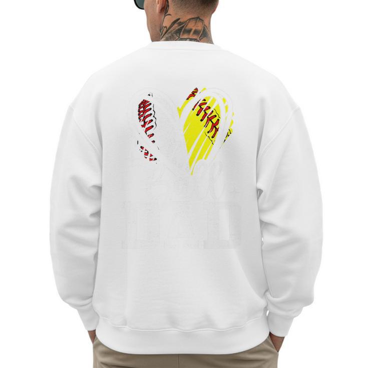 Ball Dad Softball Baseball Dad Daddy Premium Men's Sweatshirt Back Print