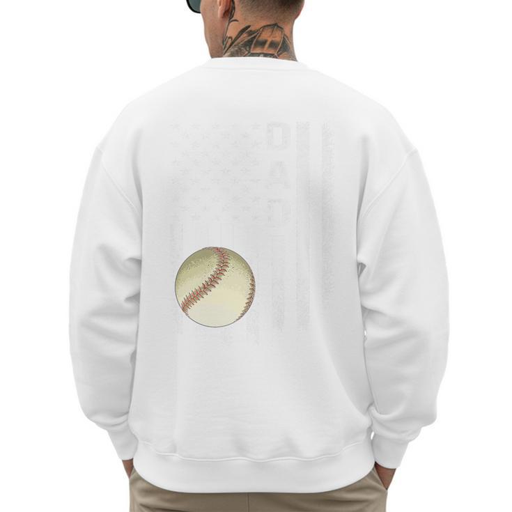 Baseball Dad America Flag Vintage Christmas Xmas Premium Men's Sweatshirt Back Print