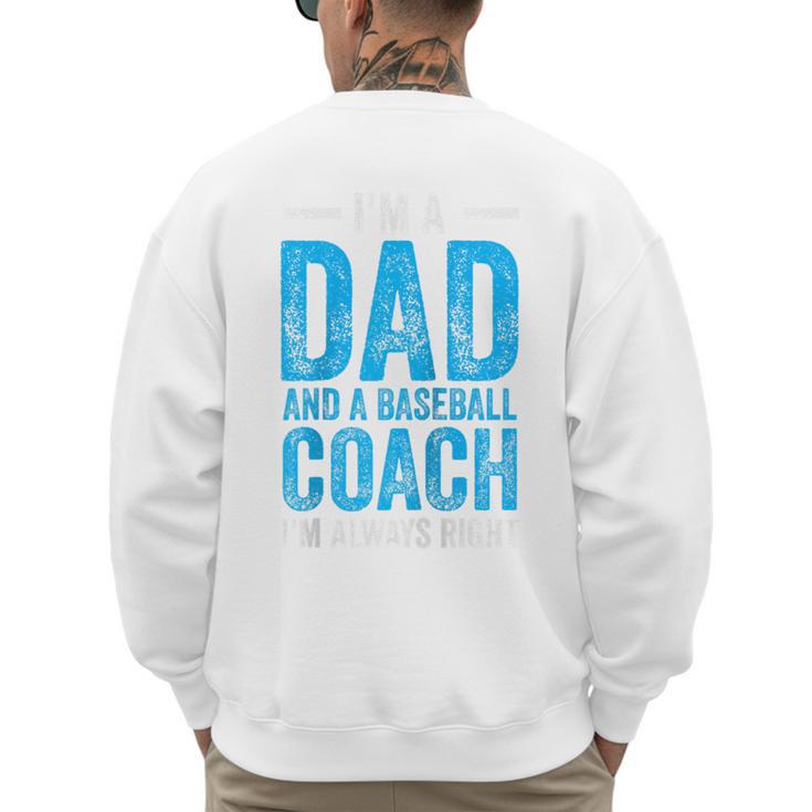 Baseball Dad Coach Father's Day Raglan Baseball Tee Men's Sweatshirt Back Print