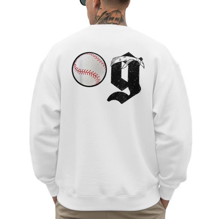 Baseball Dad Coach Old Head OG Old School Baller White Men's Sweatshirt Back Print