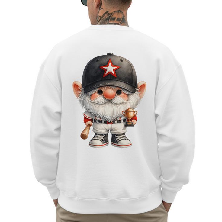Baseball Dad Gnome For Baseball Lover With Winner Trophy Premium Tri-Blend Men's Sweatshirt Back Print