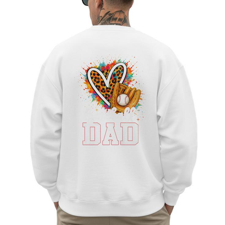 Baseball Dad Leopard Heart Colorful Premium Men's Sweatshirt Back Print
