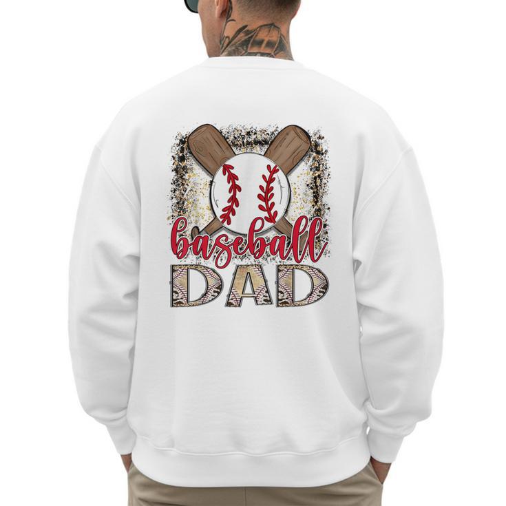 Baseball Dad Leopard Proud Ball Dad Game Day Men's Sweatshirt Back Print