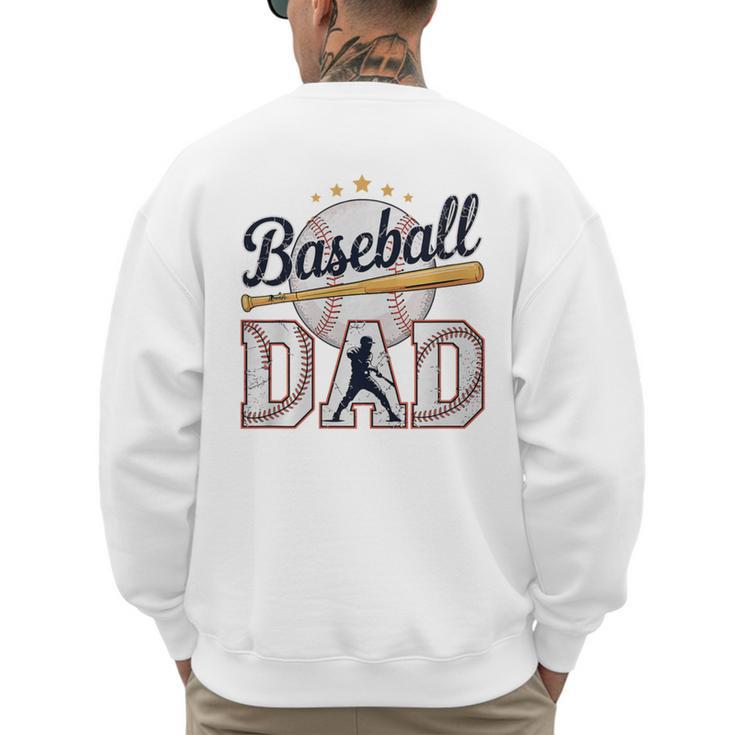 Baseball Dad Player Cool Retro Sports Fan Father's Day Premium Tri-Blend Men's Sweatshirt Back Print