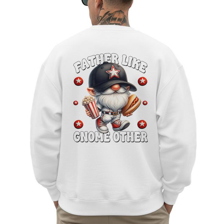 Baseball Dad Saying Hot Dog Gnome Pun For Fathers Day Premium Tri-Blend Men's Sweatshirt Back Print