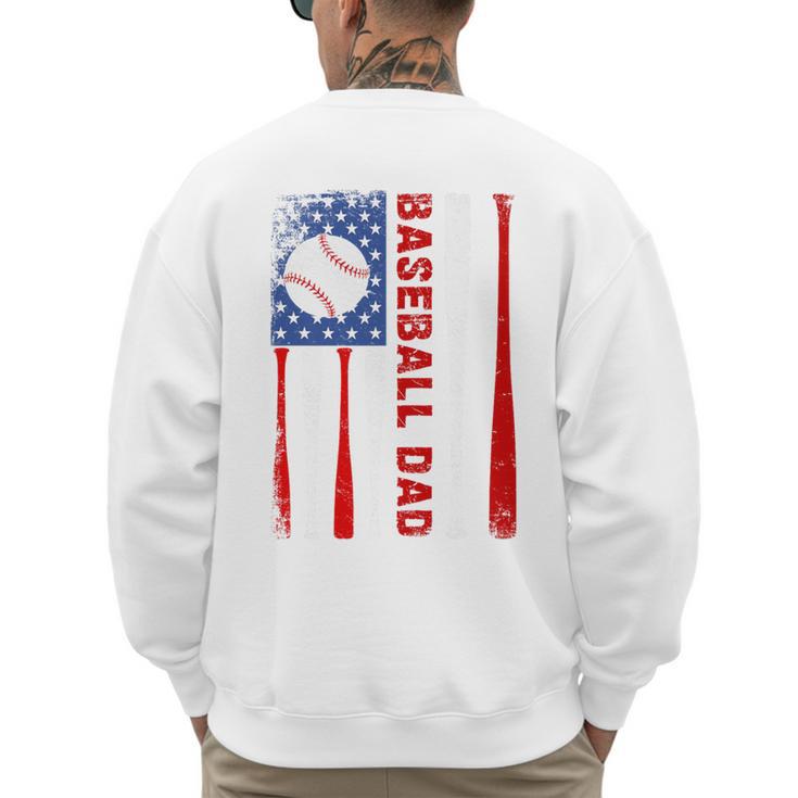 Baseball Dad USA American Flag Father's Day 4th Of July Premium Men's Sweatshirt Back Print