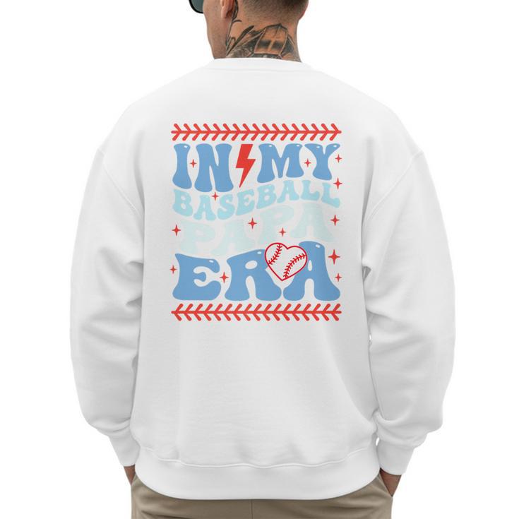 In My Baseball Papa Era Groovy Baseball Dad Family Matching Premium Men's Sweatshirt Back Print