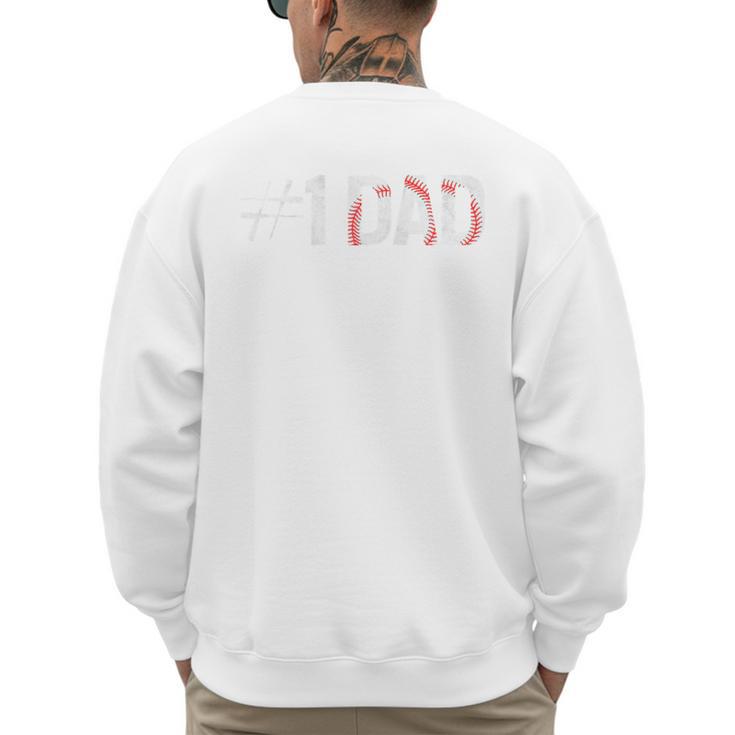 Baseball Player Number One Baseball Dad Father's Day Raglan Baseball Tee Men's Sweatshirt Back Print