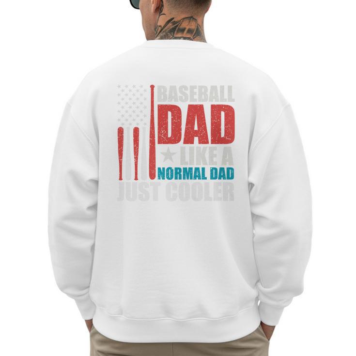 Patriotic Baseball Dad Father's Day American Flag Premium Men's Sweatshirt Back Print