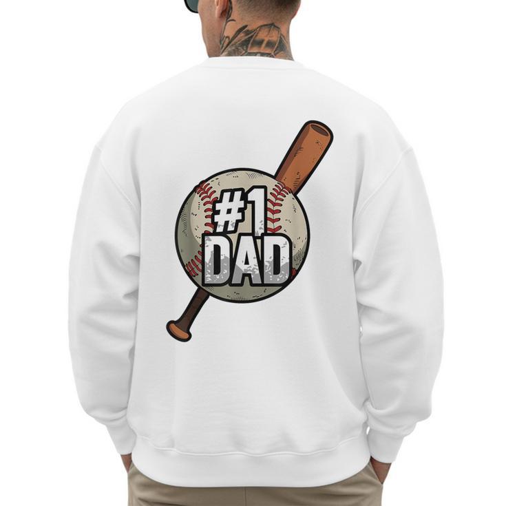 Vintage 1 Baseball Dad Daddy Father's Day Son And Daughter Men's Sweatshirt Back Print