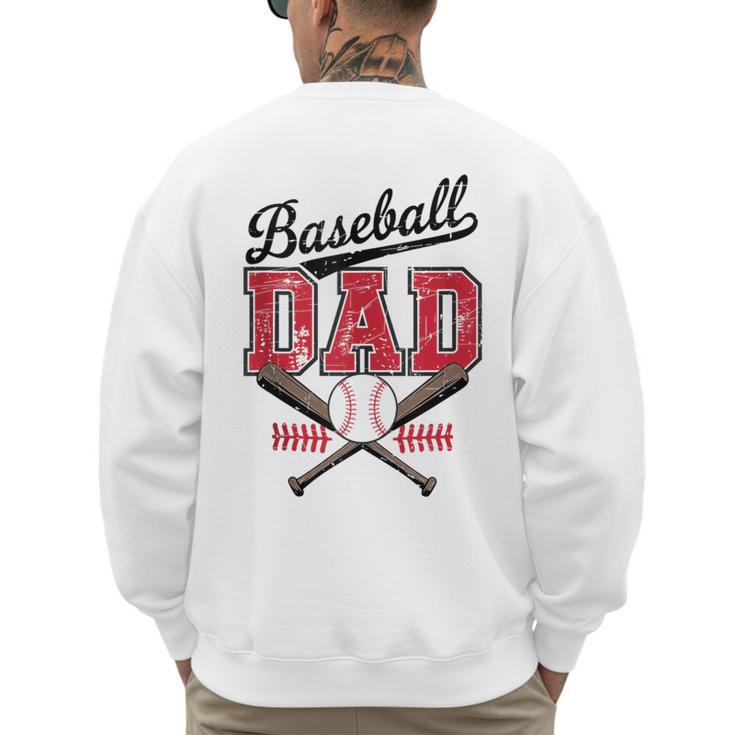 Vintage Baseball Dad Daddy Father's Day Baseball Players Men's Sweatshirt Back Print