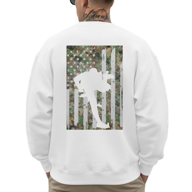 Vintage Baseball US Camouflage Flag Tee Baseball Dad Player Premium Tri-Blend Men's Sweatshirt Back Print