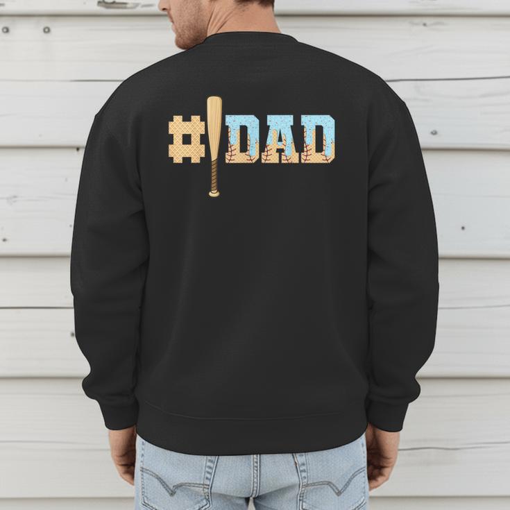 1 Dad Baseball Ice Cream Drip Fathers Day Baseball Daddy Men's Sweatshirt Back Print 1 Dad Baseball Ice Cream Drip Fathers Day Baseball Daddy Men's Sweatshirt Back Print